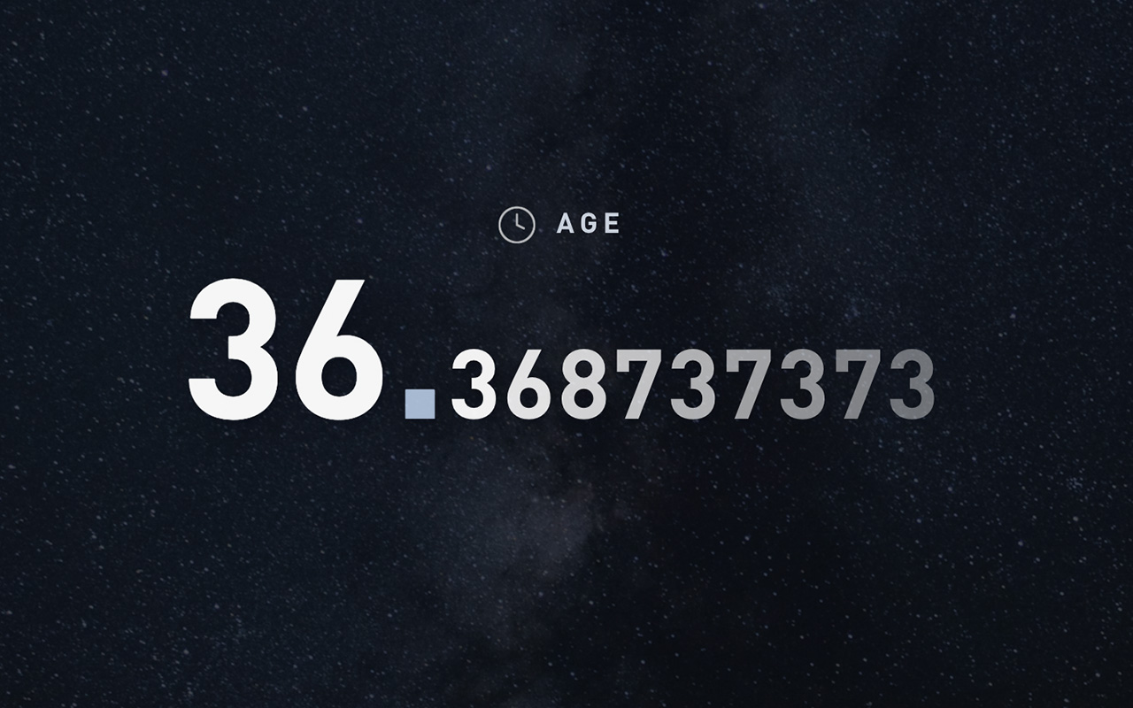 Gyroscope New Tab showing age moving in realtime