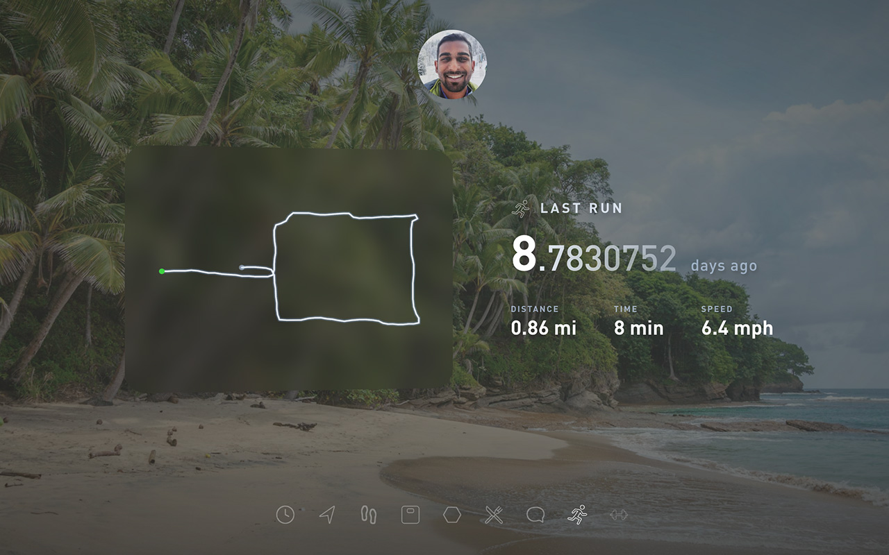 Gyroscope New Tab running view over a tropical beach