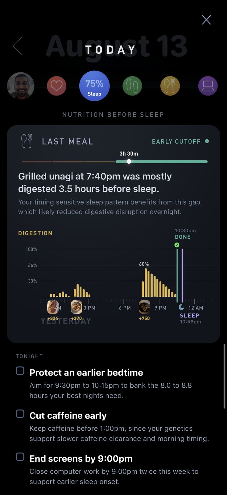 Gyroscope nutrition before sleep with a cut caffeine early suggestion based on your own clearance